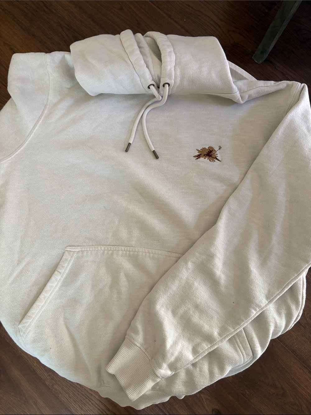 Rip Curl Cream Crewneck Hoodie with Embroidered Leaf Detail